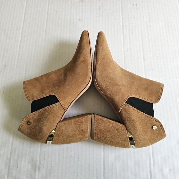 Antonio Melani Maxinee booties size 9.5 tan suede pointed toe leather slip on - Picture 5 of 15